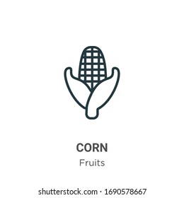 Corn outline vector icon. Thin line black corn icon, flat vector simple element illustration from editable fruits concept isolated stroke on white background