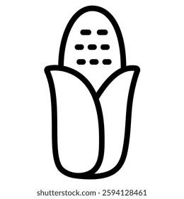 Corn outlined icon isolated on white background. Vegetable vector illustration