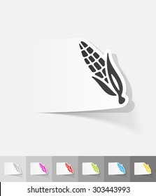 corn paper sticker with shadow. Vector illustration