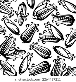 Corn pattern background set. Collection icons corn. Vector