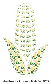 Corn pattern constructed in the set of corn icons. Vector iconized collage combined with simple icons.