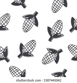 Corn pattern. Image of a textured background to decorate. Drawing of corn made in a loose line. Editable vector.