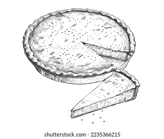 Corn pie sketch hand drawn food Restaurant business concept.Vector illustration.