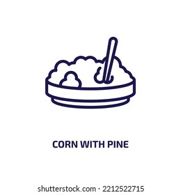 corn with pine icon from culture collection. Thin linear corn with pine, corn, natural outline icon isolated on white background. Line vector corn with pine sign, symbol for web and mobile