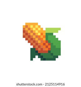 Corn pixel art icon. Isolated vector illustration. 8-bit sprite. Design stickers, logo, mobile app.