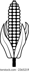 Corn pixel perfect linear icon. Corncob pipe with leaf. Sweetcorn. Maize. Hispanic cultivation. Thin line customizable illustration. Contour symbol. Vector isolated outline drawing. Editable stroke