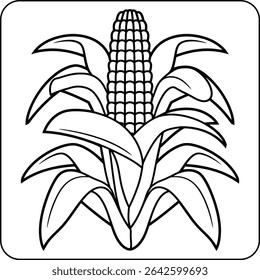 Corn Plant Bold Line Coloring Page