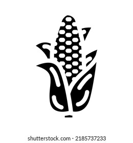 vector de icono del glifo de planta de maíz. signo de planta de maíz. ilustración de símbolo aislado