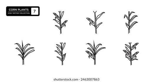 Maispflanzensymbol-Kollektion, Vektorgrafik-Icon-Vorlagen editierbar und in der Größe veränderbar.