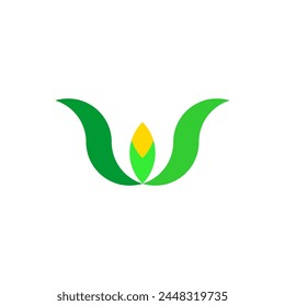 corn plant with leaves logo icon vector design