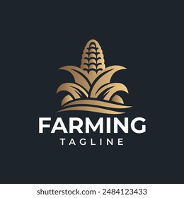 Logotipo de Planta de Maíz con un diseño elegante y moderno en color dorado. Este diseño es adecuado para empresas u organizaciones dedicadas a la agricultura, agroindustria o productos agrícolas