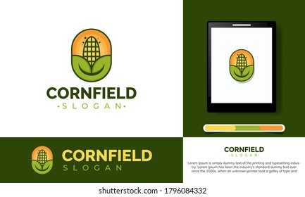 corn plantation logo template. cornfield logo template