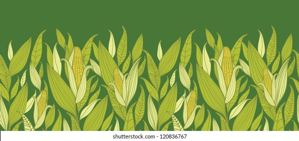 Corn plants horizontal seamless pattern background border