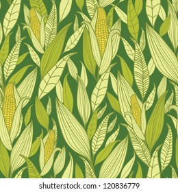 Corn plants seamless pattern background