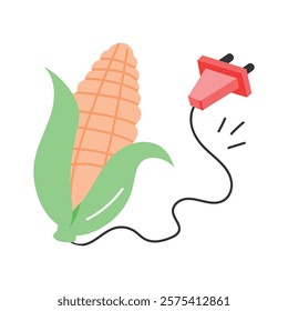 Corn with plug, concept icon of bio energy in modern style