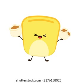 Corn and popcorn cartoon. Vector mascot, cartoon and illustration of a corn holding popcorn. Character design.