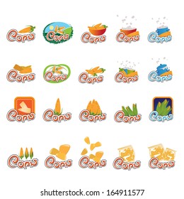 Corn And Popcorn Icons Set - Isolated On White Background - Vector Illustration, Graphic Design Editable For Your Design