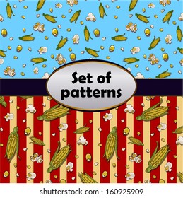 Corn and popcorn for movie vector seamless pattern 