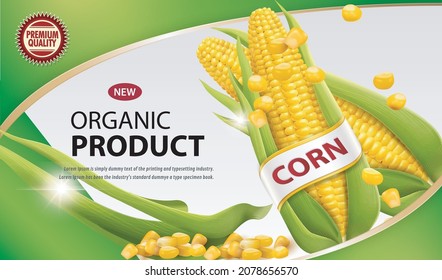 Corn product packaging labels. poster, brochure, food product design