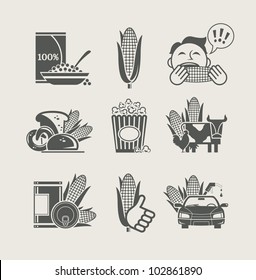 corn and products set icon vector illustration