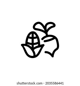 Corn and Radish Fruit Vegetable Food Monoline Symbol Icon Logo for Graphic Design UI UX and Website