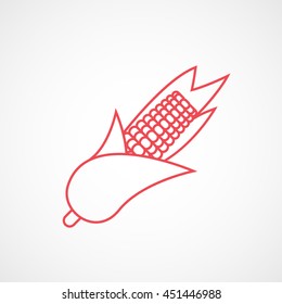 Corn Red Line Icon On White Background