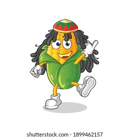 caricatura del niño del reggae de maíz. vector de mascota de dibujos animados