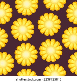 Corn. Seamless pattern with corn cobs. Corn cob. Sample of organic food. A product for making popcorn. Latin American cuisine.