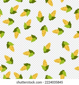 Corn seamless pattern cute background. Vector cute corns seamless pattern isolated. Corn seamless background. Vector illustration