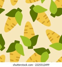 Corn seamless pattern cute background. Vector cute corns seamless pattern isolated. Corn seamless background. Vector illustration