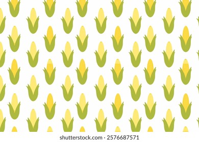 Corn seamless pattern. Cute background with corn vegetables. Vector illustration.