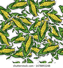 corn seamless pattern for fabric, textile, wallpaper with pixel art style. EPS 10