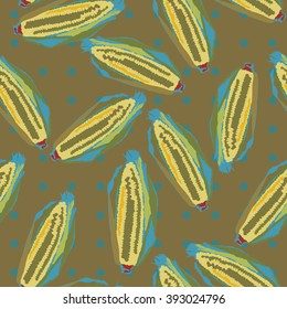 Corn seamless pattern - vector illustration. Pop art design
