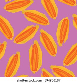 Corn seamless pattern - vector illustration. Pop art design