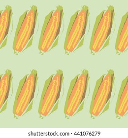 Corn seamless pattern - vector illustration. Pop art design