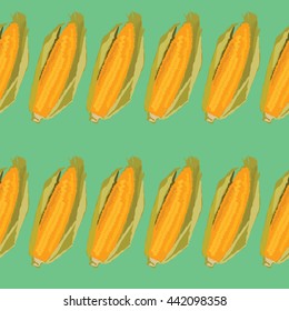 Corn seamless pattern - vector illustration. Pop art design