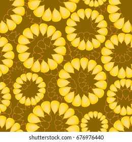 Corn seeds arranged in flower shape. Vector seamless pattern. Perfect for fabric, textile, wrapping paper and other decoration.