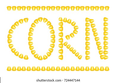 corn seeds making word corn