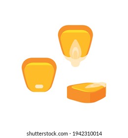 Corn seeds vector cartoon flat illustration isolated on white background. Kernel grain heap set.