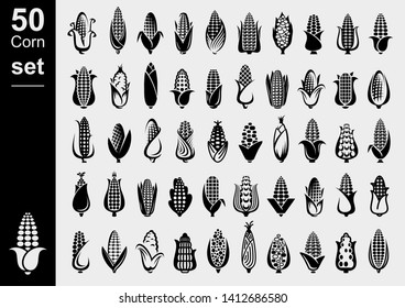 Corn set. Collection icon corn. Vector