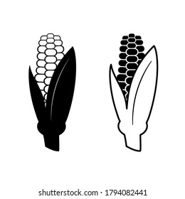 Corn set of icons, isolated on white background. Vector illustration, eps 10