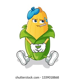 corn sick mascot vector cartoon illustration