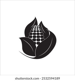 DISEÑO DE SÍMBOLO DE ILUSTRACIÓN VECTORIAL DE ICONO DE SILUETA DE MAÍZ