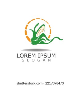 Corn simple logo design agriculture farming vector template