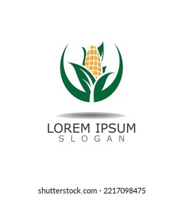 Corn simple logo design agriculture farming vector template