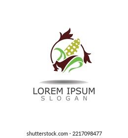 Corn simple logo design agriculture farming vector template
