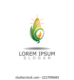 Corn simple logo design agriculture farming vector template