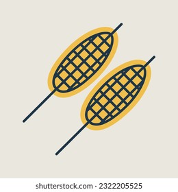Icono vectorial de la brocheta de maíz. Pancarta de barbacoa y parrilla. Símbolo gráfico para cocinar diseño de sitio web y aplicaciones, logotipo, aplicación, interfaz de usuario