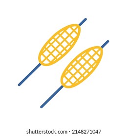 Corn skewer vector isolated icon. Barbecue and bbq grill sign. Graph symbol for cooking web site and apps design, logo, app, UI