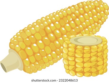 Corn sliced vegetables icon. Illustration material vector